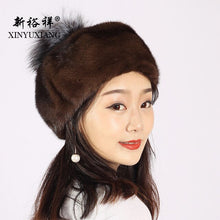Load image into Gallery viewer, XINYUXIANG Luxury Import Mink fur Hat with Hairball Women