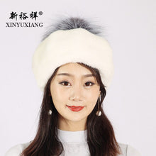Load image into Gallery viewer, XINYUXIANG Luxury Import Mink fur Hat with Hairball Women