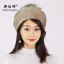 Load image into Gallery viewer, XINYUXIANG Luxury Import Mink fur Hat with Hairball Women