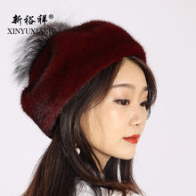 Load image into Gallery viewer, XINYUXIANG Luxury Import Mink fur Hat with Hairball Women