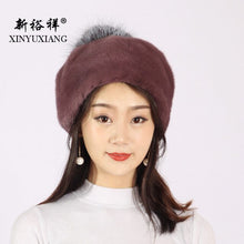 Load image into Gallery viewer, XINYUXIANG Luxury Import Mink fur Hat with Hairball Women