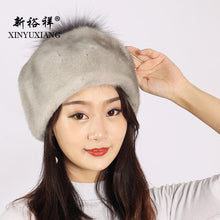 Load image into Gallery viewer, XINYUXIANG Luxury Import Mink fur Hat with Hairball Women