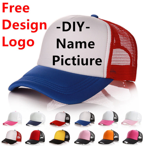 100pcs  Custom Logo Baseball Cap Adult Child Personality DIY