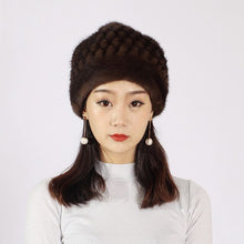 Load image into Gallery viewer, XINYUXIANG Luxury Fashion Mink fur Cap with Hairballs Women