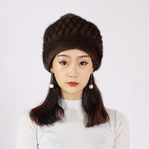 XINYUXIANG Luxury Fashion Mink fur Cap with Hairballs Women
