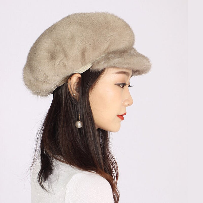 XINYUXIANG Luxury Fashion Mink fur Baseball Cap Women winter
