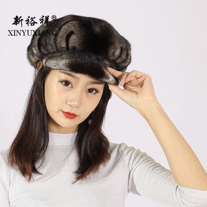 XINYUXIANG Luxury Fashion Mink fur Baseball Cap Women winter