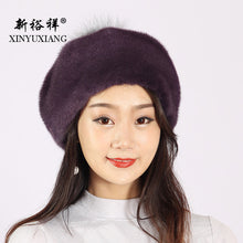 Load image into Gallery viewer, XINYUXIANG Luxury Import Mink fur Hat with Hairball