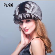 Load image into Gallery viewer, HM019 women's winter hats Real genuine mink  fur hat  winter women's