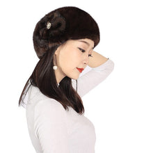 Load image into Gallery viewer, Luxury 100% Genuine Natural Mink Fur hats Women 2019